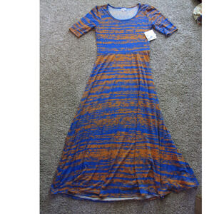 NEW LuLaRoe ANA full length Dress womans size XL Orange & Blue Comfy Stretch!